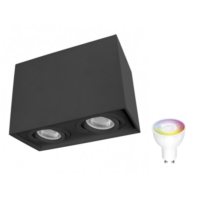 LED Deckenspot doppelt schwenkbar - Würfel Schwarz - GU10 Fassung