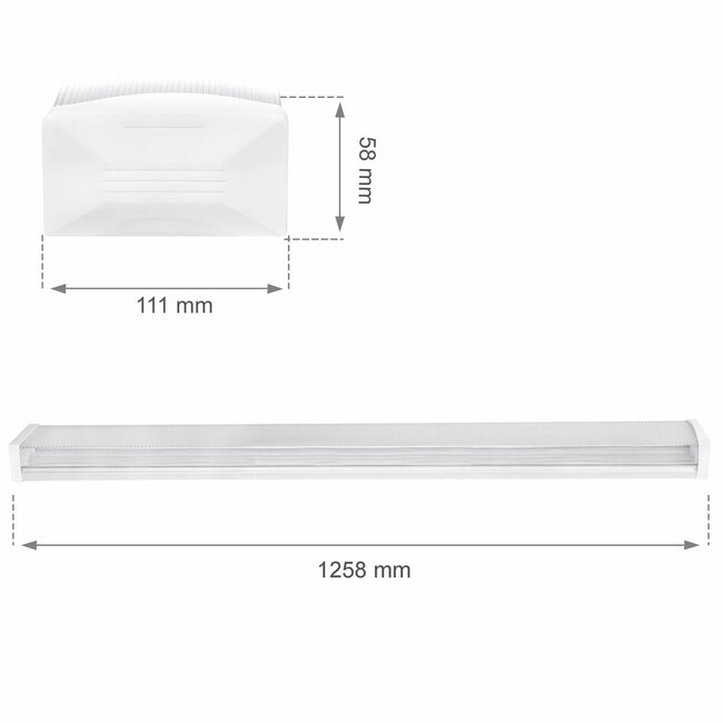LED Armatur Prisma 120cm IP44 40W entspricht 400W 4000K Neutralweiß - 5 Jahre Garantie