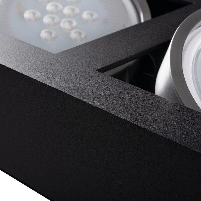 LED AR111 GU10 Deckenspot Armatur schwarz - zweifach für 2 LED GU10 Spots