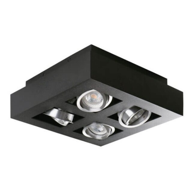 LED GU10 Deckenspot Armatur schwarz - vierfach für 4 LED GU10 Spots