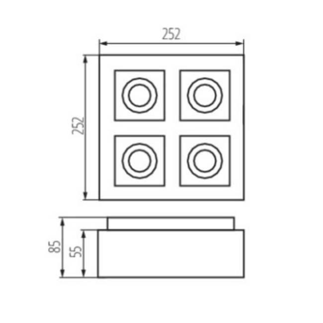 LED GU10 Deckenspot Armatur schwarz - vierfach für 4 LED GU10 Spots