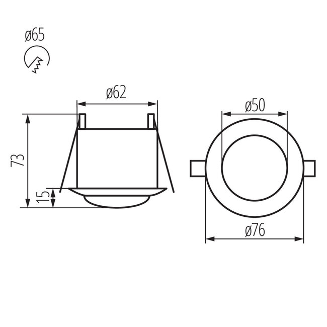 Einbaubewegungssensor 360° -  IP20 - PIR Infrarot Bewegungsmelder - 230V max. 1200W  - weiß