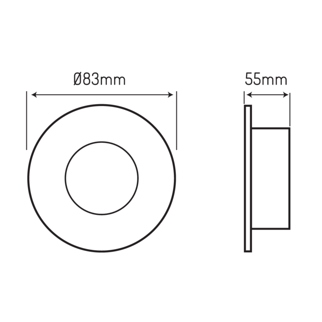 LED Strahler Einbaurahmen Schwarz rund - Badezimmer IP44 - Sägegröße 73mm - Außengröße 83mm