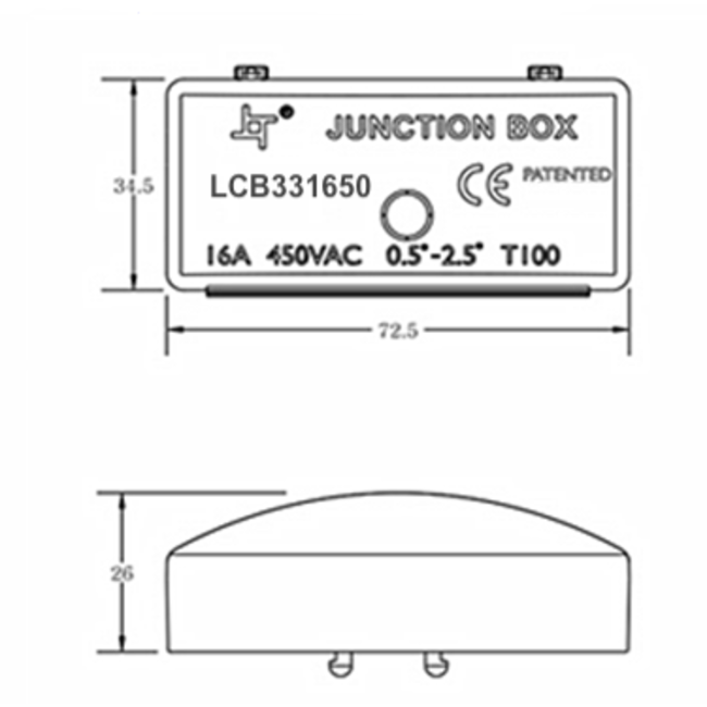 Abzweigdose / Schutzbox mit Lüsterklemme - 3-aderig 0,25mm² tot 2,5 mm² - IP44