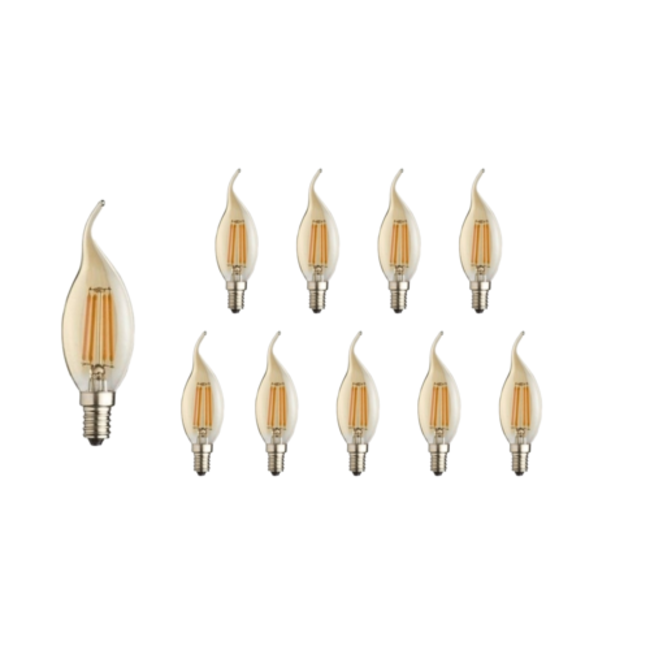 10er Pack - E14 LED Lampe - C37 - 4W entspricht 50W - 2200K extra Warmweiß - dimmbar