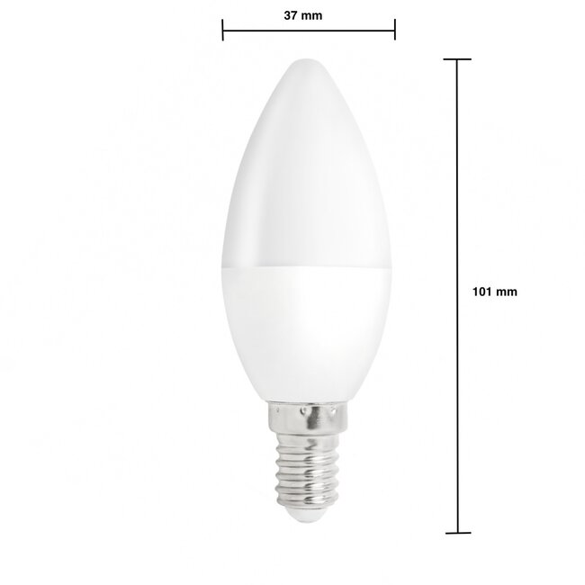 Vorteilspack 10 Stück - E14 LED Kerzenlampe - Typ C37 - 6W entspricht 50W - 3000K Warmweiß
