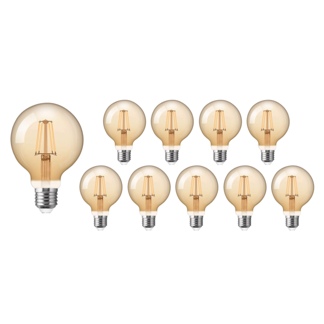 Vorteilspack 10 Stück - E27 LED Lampen - XL GLOBE - dimmbar - 4W entspricht 40W - 2200K extra Warmweiß