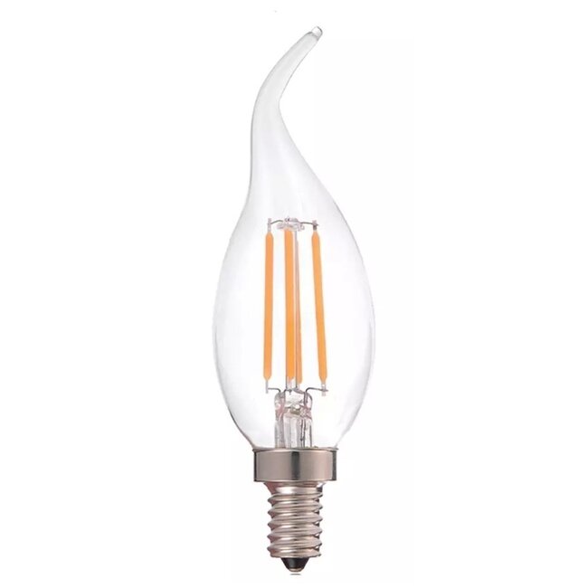 Vorteilspack 10 Stück - LED Fadenlampe Kerze dimmbar - E14 Fassung C37 - 5W entspricht 45W - 2700K Warmweiß