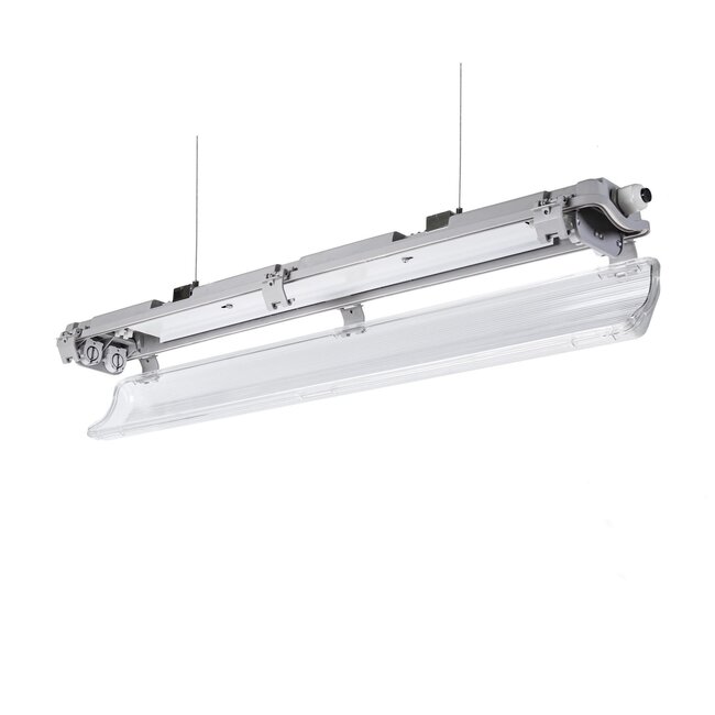60cm LED Halterung IP65 + 2 LED High Lumen Leuchtstoffröhren 10W pro Röhre - 4000K 840 Neutralweiß - Komplettset