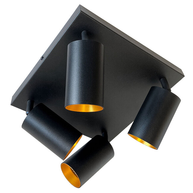 LED Deckenspot Mattschwarz - 4 verstellbare GU10 Fassungen für LED Spots - exkl. LED Spot