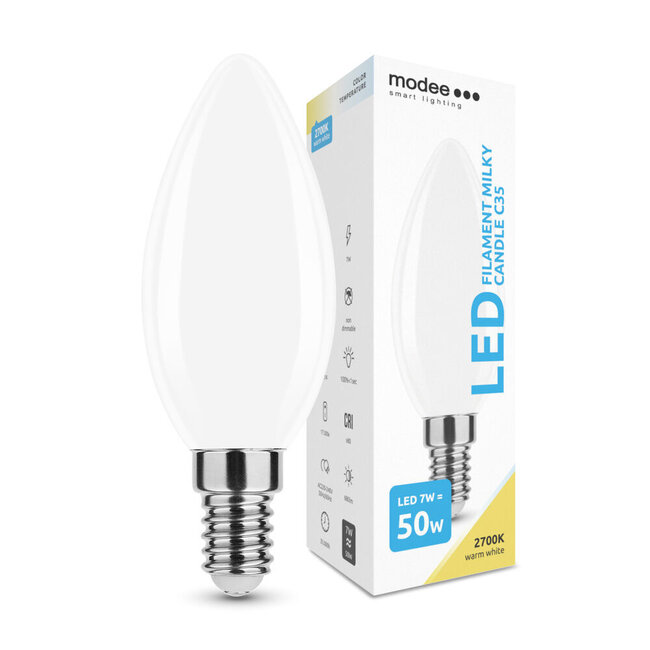 LED Fadenlampe - E14 C35 7W - 2700K Warmweiß - Milchglas