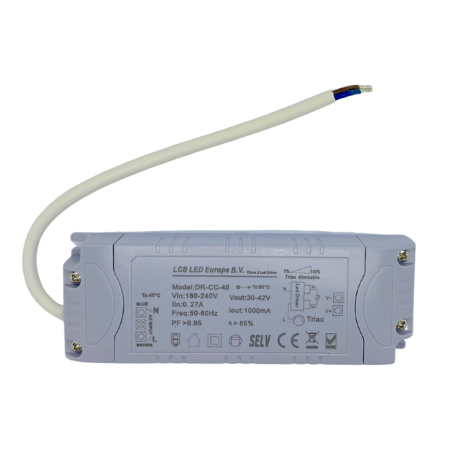 Dimmbarer LED Trafo - Triac / Phasenanschnitt - für 36W/40W LED Panels - 30-42V 1000mA