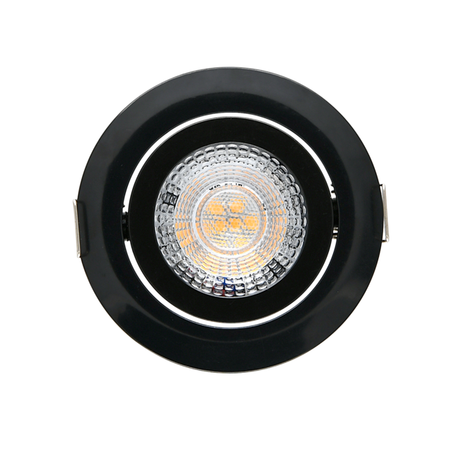 LED Einbaustrahler dimmbar Schwarz - 5W entspricht 45W - 3000K Warmweiß - Sägegröße 74mm