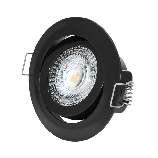 LED Einbaustrahler dimmbar Schwarz - 5W entspricht 45W - 3000K Warmweiß - Sägegröße 74mm