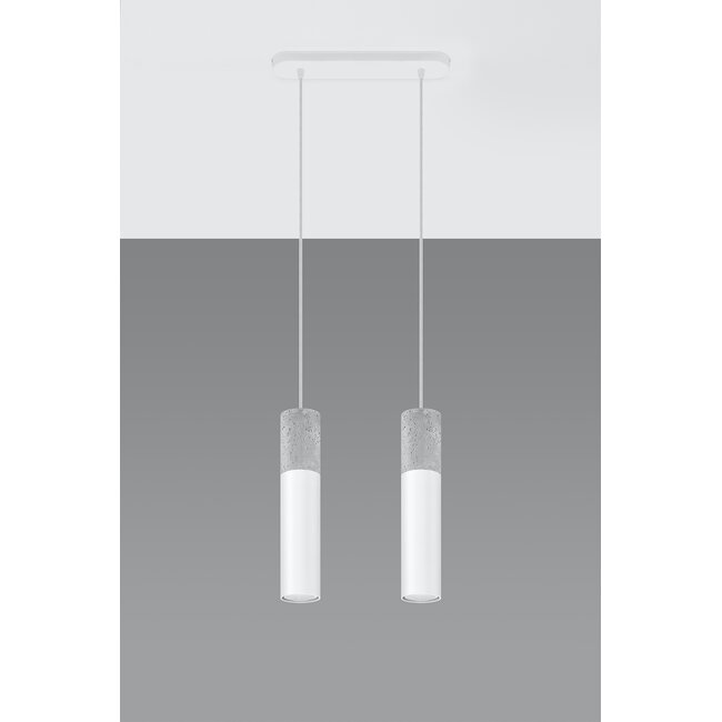 LED Hängeleuchte Weiß Beton BORGIO - 2 x GU10 Fassung - exkl. LED's