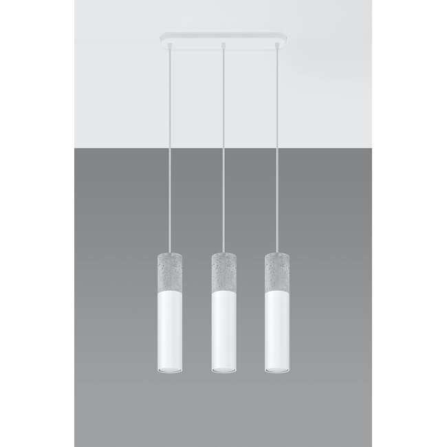 LED Hängeleuchte Weiß Beton BORGIO - 3 x GU10 Fassung - exkl. LED's