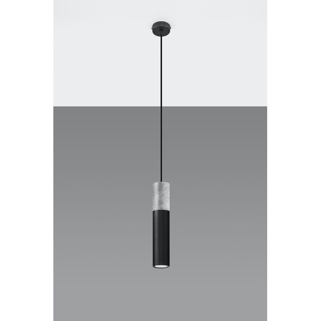 LED Hängeleuchte Schwarz Beton BORGIO - 1 x GU10 Fassung - exkl. LED's