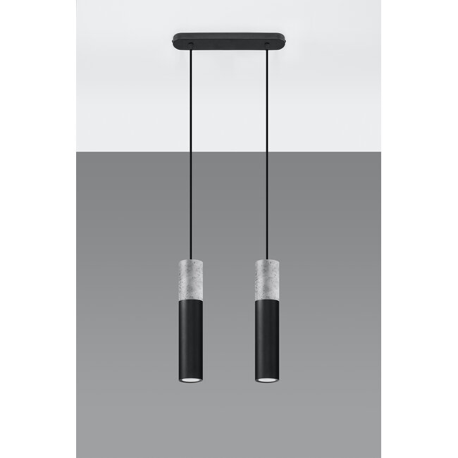 LED Hängeleuchte Schwarz Beton BORGIO - 2 x GU10 Fassung - exkl. LED's