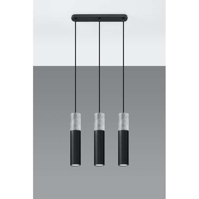 LED Hängeleuchte Schwarz Beton BORGIO - 3 x GU10 Fassung - exkl. LED's
