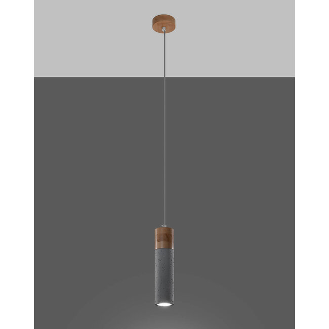 LED Hängeleuchte Beton Holz ZANE - 1 x GU10 Fassung - exkl. LED's