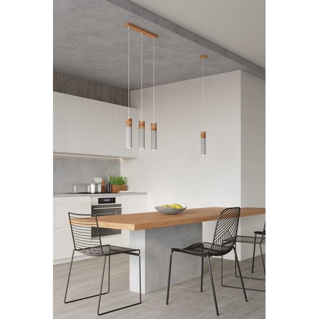 LED Hängeleuchte Beton Holz ZANE - 3 x GU10 Fassung - exkl. LED's
