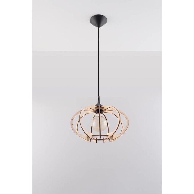 LED Hängeleuchte Holz MANDELINO - 1 x E27 Fassung - exkl. LED's