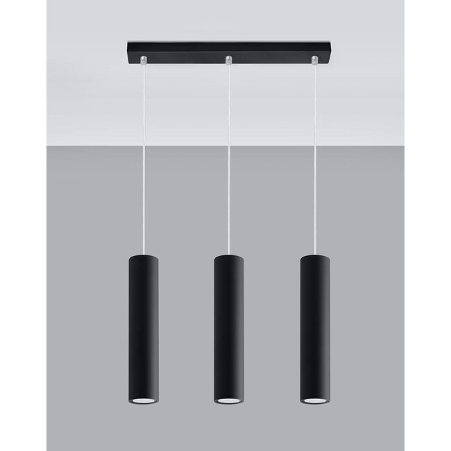 LED Hängeleuchte Mattschwarz LOOPEZ - 3 x GU10 Fassung - exkl. LED's