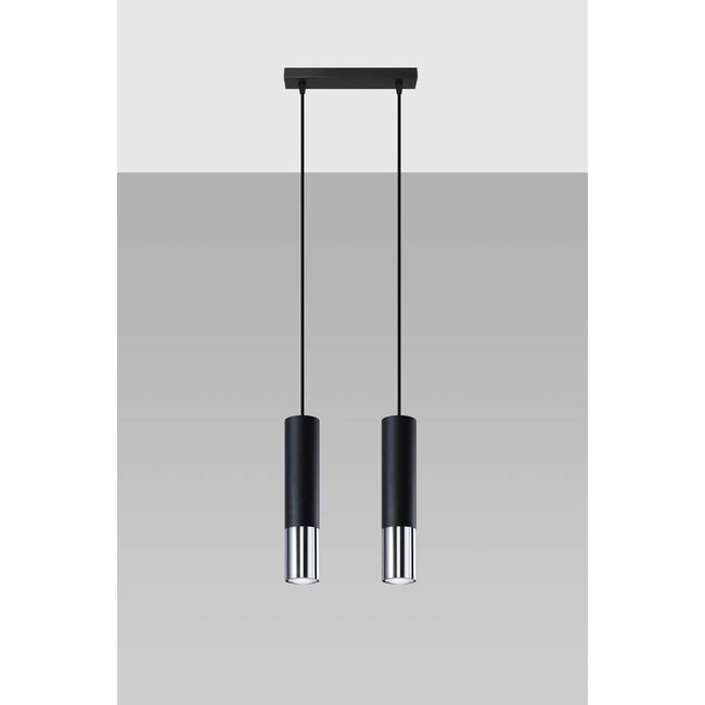 LED Hängeleuchte Schwarz Chrom LOOPEZ - 2 x GU10 Fassung - exkl. LED's