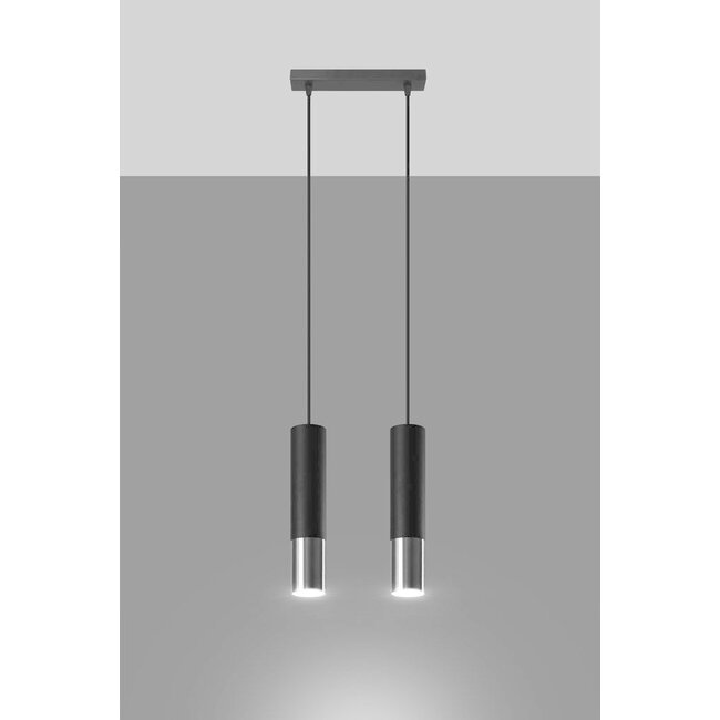LED Hängeleuchte Schwarz Chrom LOOPEZ - 2 x GU10 Fassung - exkl. LED's