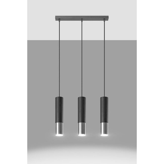 LED Hängeleuchte Schwarz Chrom LOOPEZ - 3 x GU10 Fassung - exkl. LED's