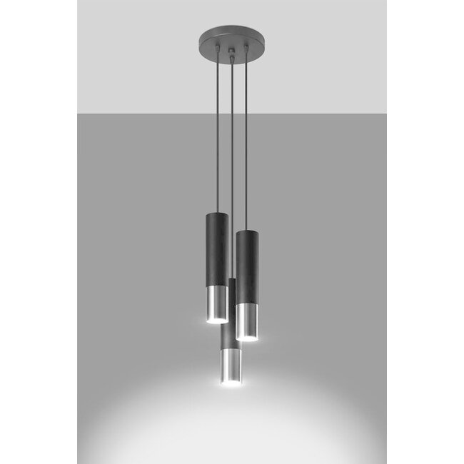 LED Hängeleuchte Schwarz Chrom LOOPEZ - 3 x GU10 Fassung - exkl. LED's