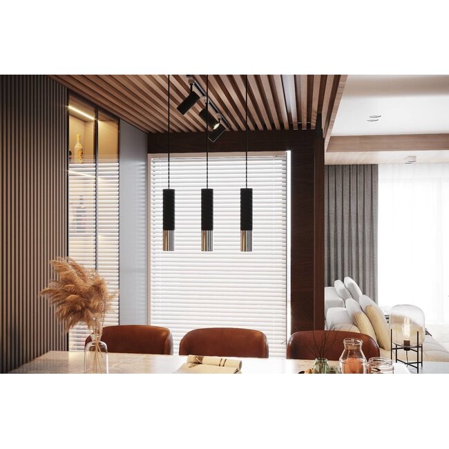 LED Hängeleuchte Schwarz Chrom LOOPEZ - 3 x GU10 Fassung - exkl. LED's