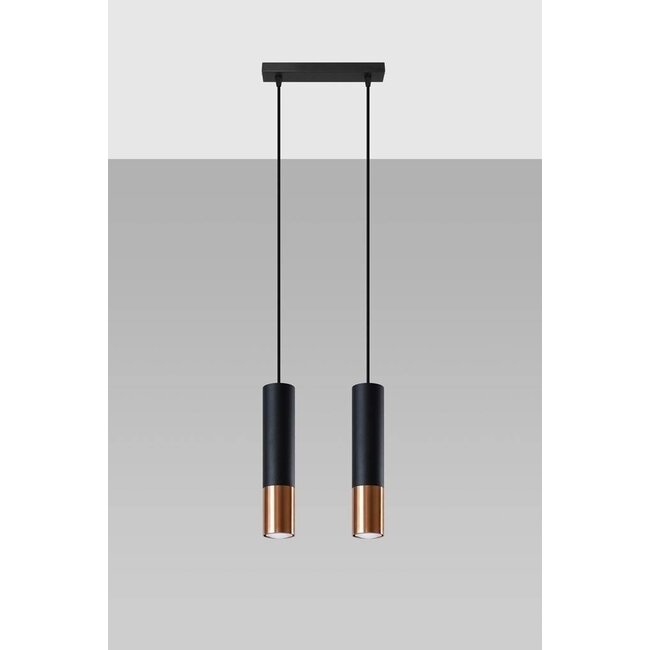 LED Hängeleuchte Schwarz Kupfer LOOPEZ - 2 x GU10 Fassung - exkl. LED's