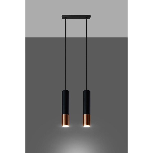 LED Hängeleuchte Schwarz Kupfer LOOPEZ - 2 x GU10 Fassung - exkl. LED's