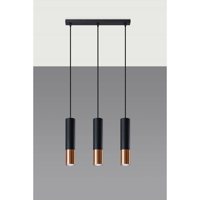 LED Hängeleuchte Schwarz Kupfer LOOPEZ - 3 x GU10 Fassung - exkl. LED's