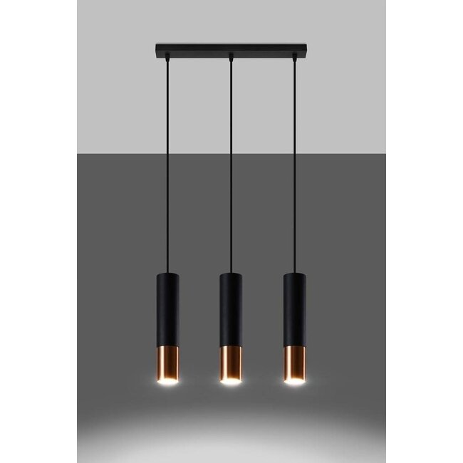 LED Hängeleuchte Schwarz Kupfer LOOPEZ - 3 x GU10 Fassung - exkl. LED's