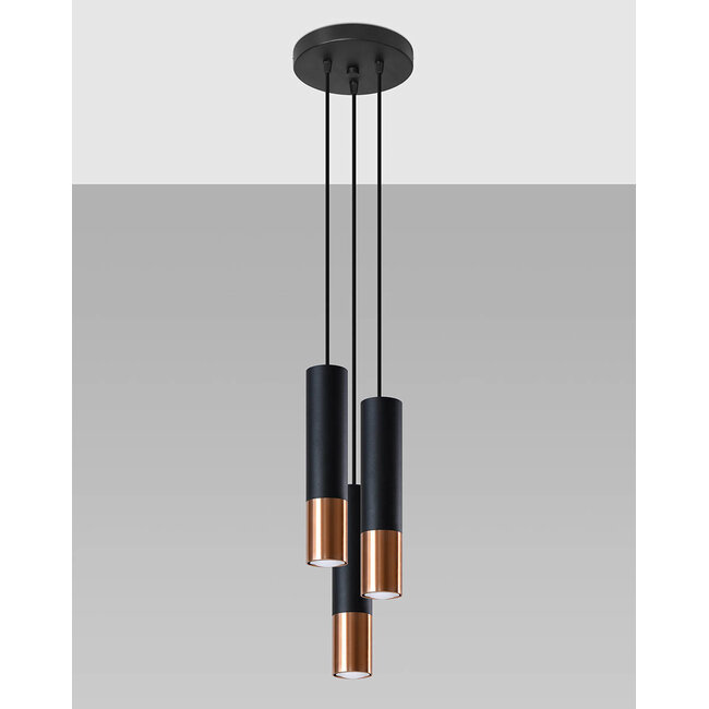LED Hängeleuchte Schwarz Kupfer LOOPEZ - 3 x GU10 Fassung - exkl. LED's