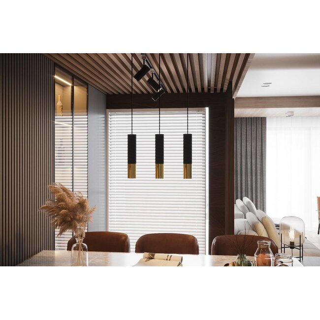 LED Hängeleuchte Schwarz Gold LOOPEZ - 1 x GU10 Fassung - exkl. LED's
