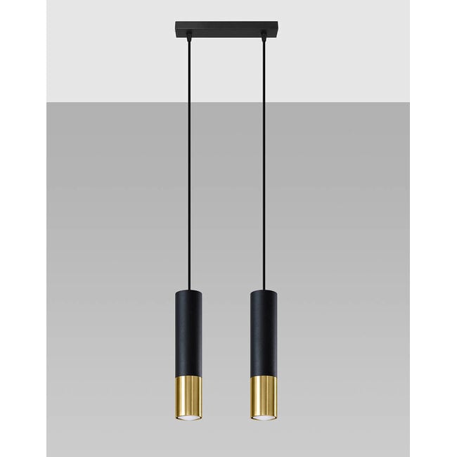 LED Hängeleuchte Schwarz Gold LOOPEZ - 2 x GU10 Fassung - exkl. LED's