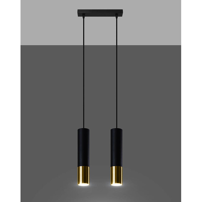LED Hängeleuchte Schwarz Gold LOOPEZ - 2 x GU10 Fassung - exkl. LED's