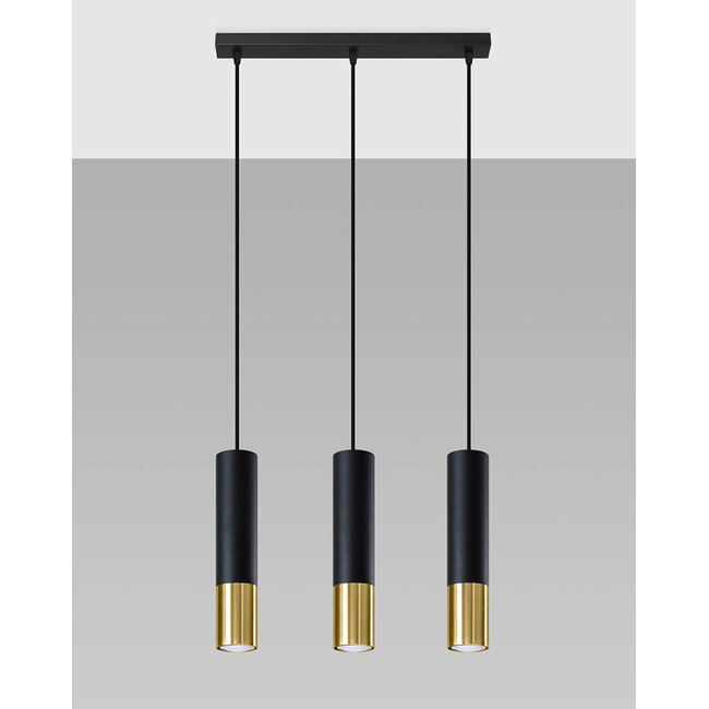 LED Hängeleuchte Schwarz Gold LOOPEZ - 3 x GU10 Fassung - exkl. LED's