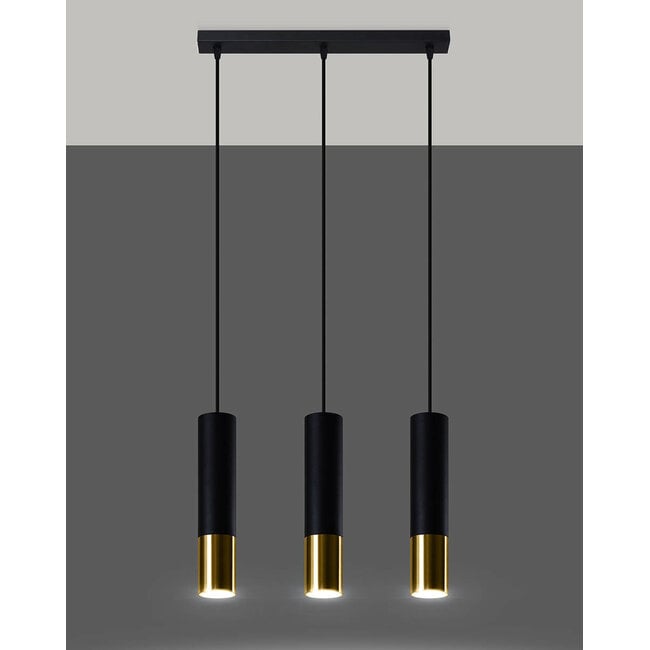 LED Hängeleuchte Schwarz Gold LOOPEZ - 3 x GU10 Fassung - exkl. LED's