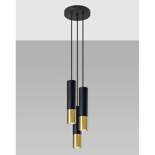 LED Wandleuchte Schwarz Gold LOOPEZ - 3 x GU10 Fassung - exkl. LED's