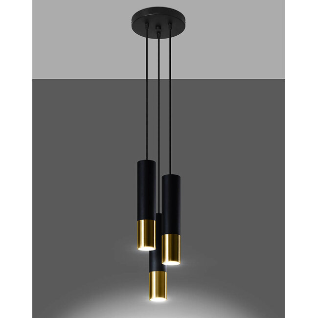 LED Wandleuchte Schwarz Gold LOOPEZ - 3 x GU10 Fassung - exkl. LED's