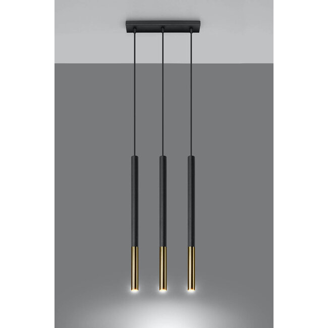 LED Hängeleuchte Schwarz Gold MOZAICA - 3 x G9 Fassung - exkl. LED's