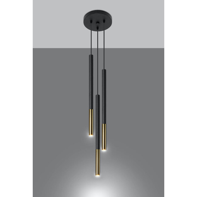 LED Hängeleuchte Schwarz Gold MOZAICA - 3 x G9 Fassung - exkl. LED's