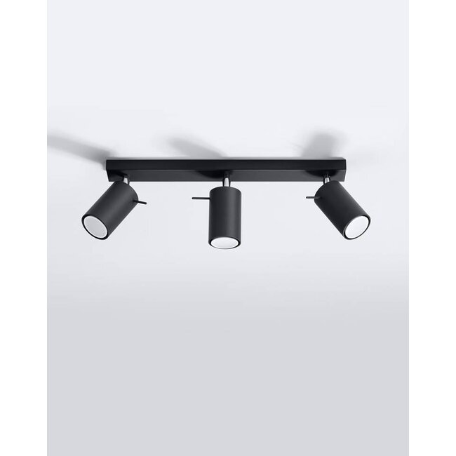 LED Deckenspot Schwarz RING - 3 x GU10 Fassung - exkl. LED's