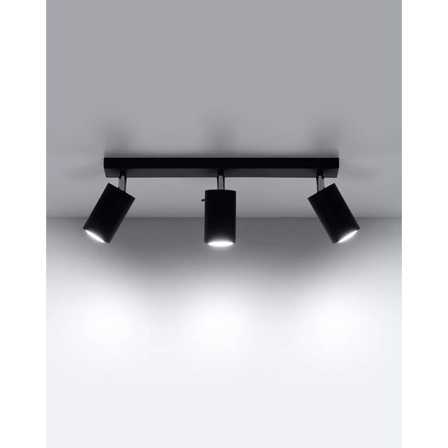 LED Deckenspot Schwarz RING - 3 x GU10 Fassung - exkl. LED's