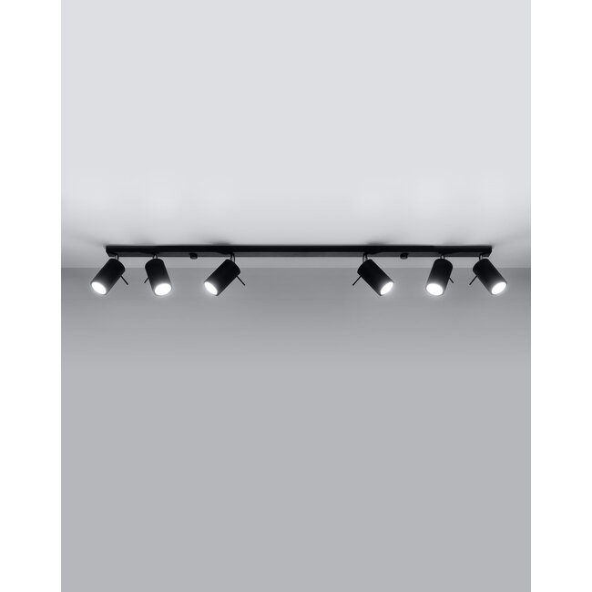 LED Deckenspot Schwarz RING - 6 x GU10 Fassung - exkl. LED's