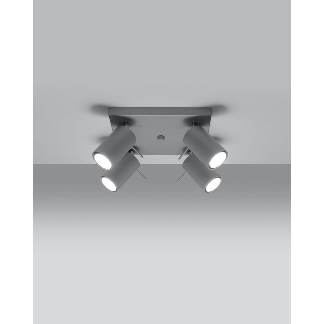 LED Deckenspot Grau RING - 4 x GU10 Fassung - exkl. LED's